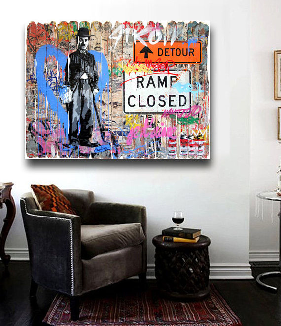 Banksy Street art Print Grafitti 32 x 24 Canvas print Ali, Madonna, Chaplin