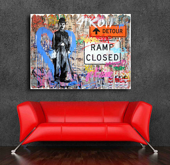 Banksy Street art Print Grafitti 32 x 24 Canvas print Ali, Madonna, Chaplin - Image 3