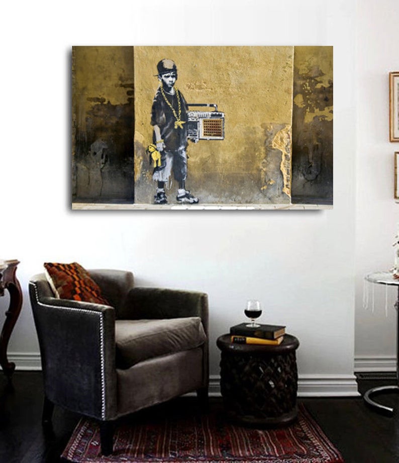 Banksy Hip Hop B-Boy Mural Canvas Print Huge 36 x 24
