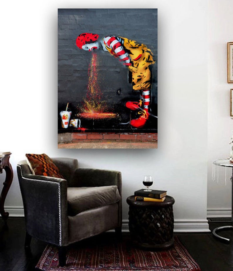 Ronald McDonald Banksy Street Art Canvas Print 36 x 24 Print Urban Art - Image 2