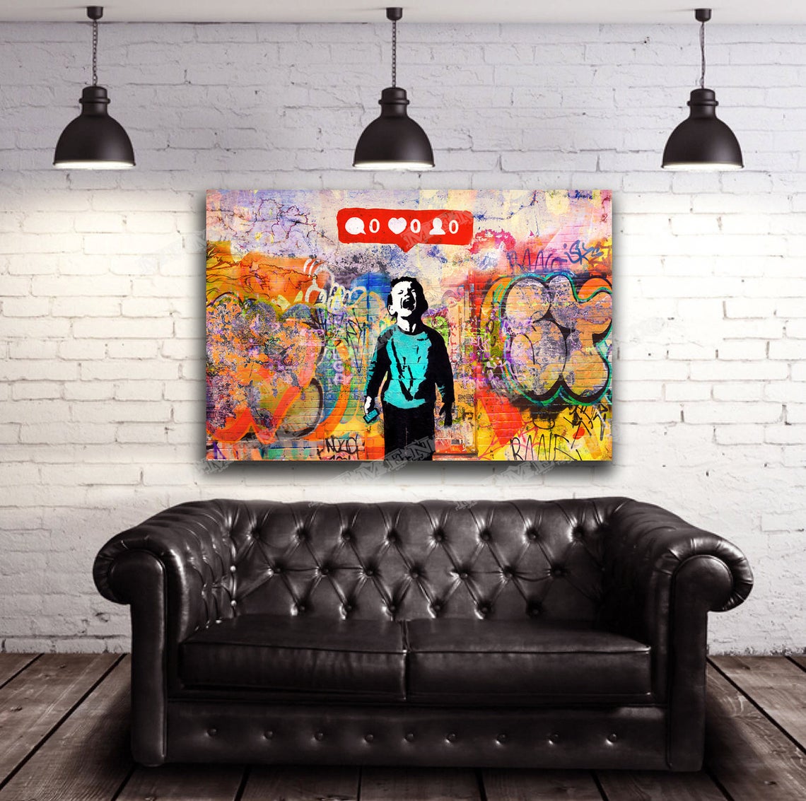 Banksy / MEMENTO "Screamer" 36x24 HD Canvas print - Image 3