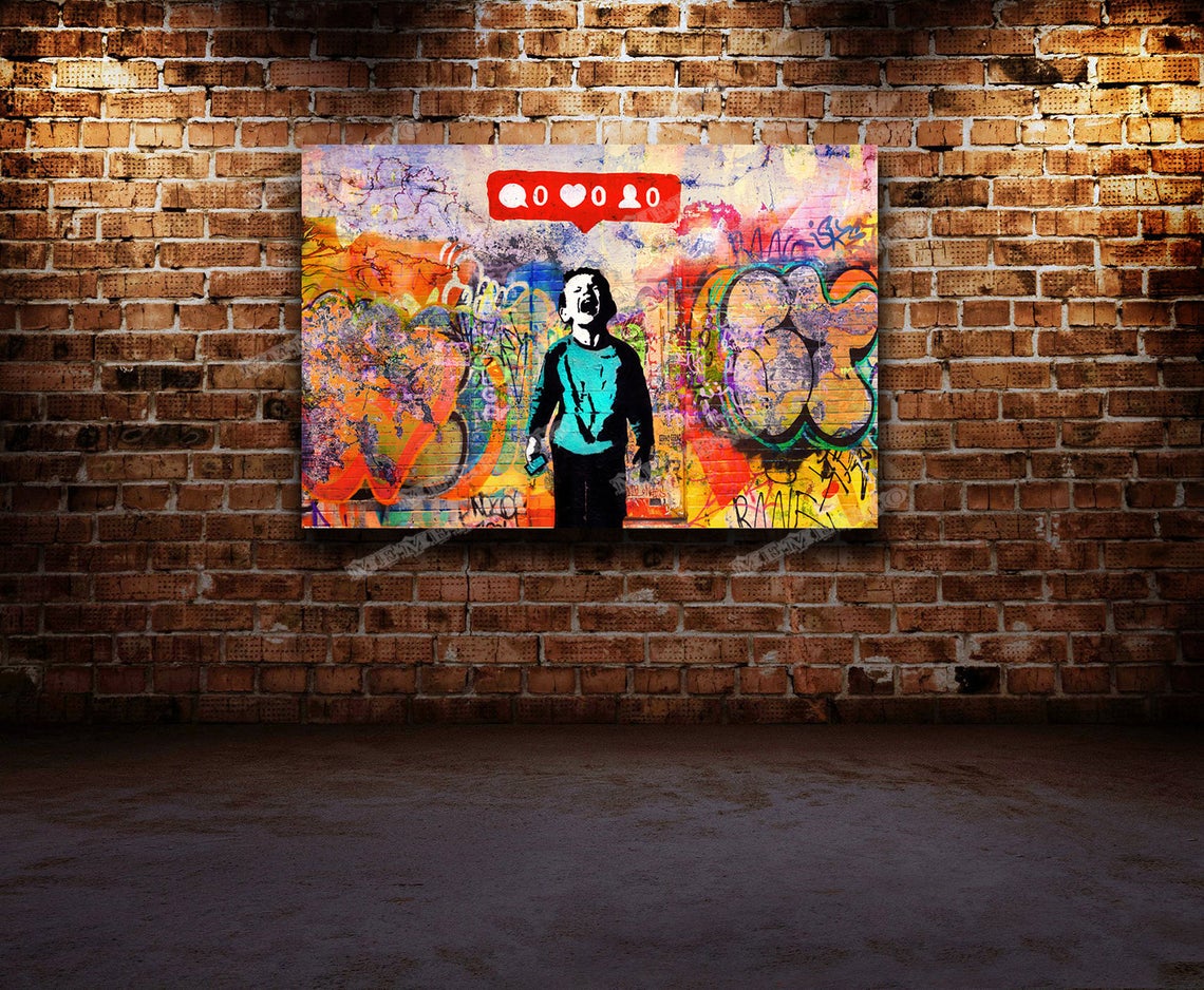 Banksy / MEMENTO "Screamer" 36x24 HD Canvas print
