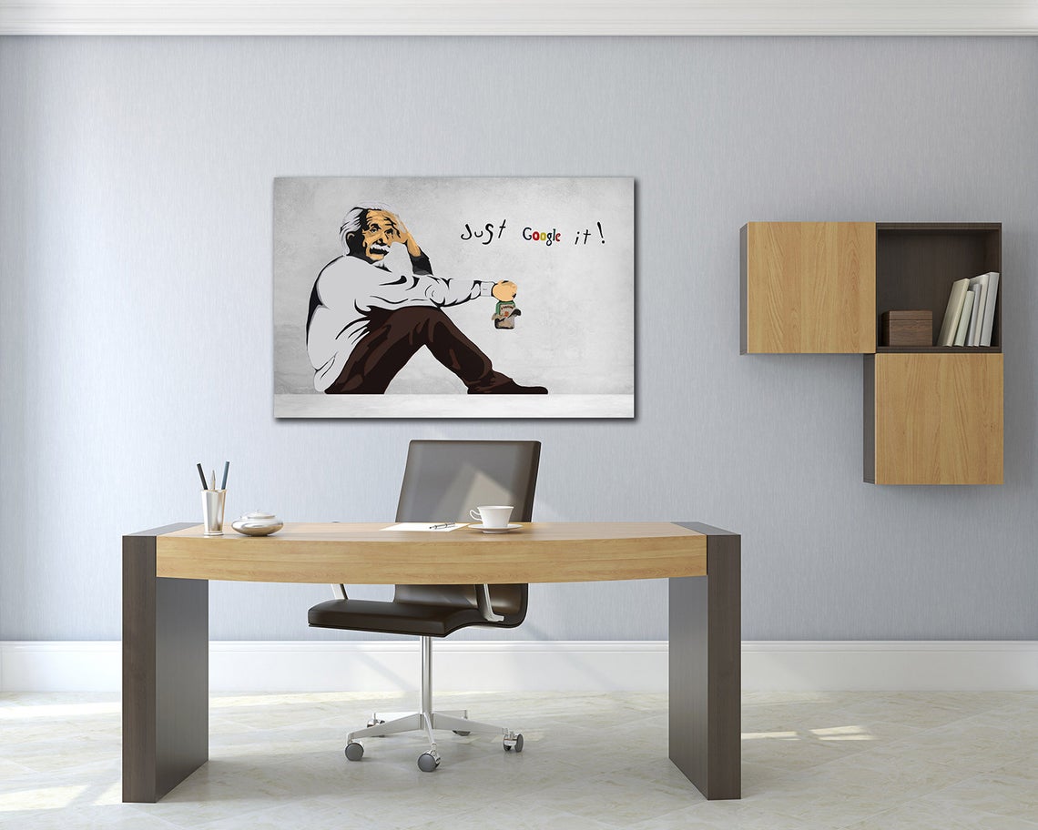Banksy Street Art Newest Print -Einstein Just Google it Banksy Graffiti 36x24 Ready to Hang - Image 3