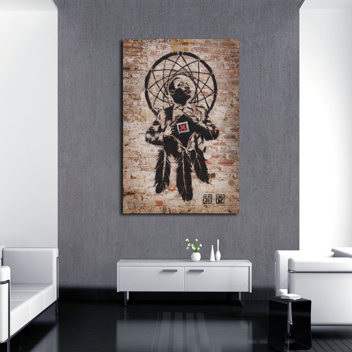 Banksy "I have a DreamCatcher" Martin Luther King Jr 36x24 Ready to Hang Canvas Graffiti