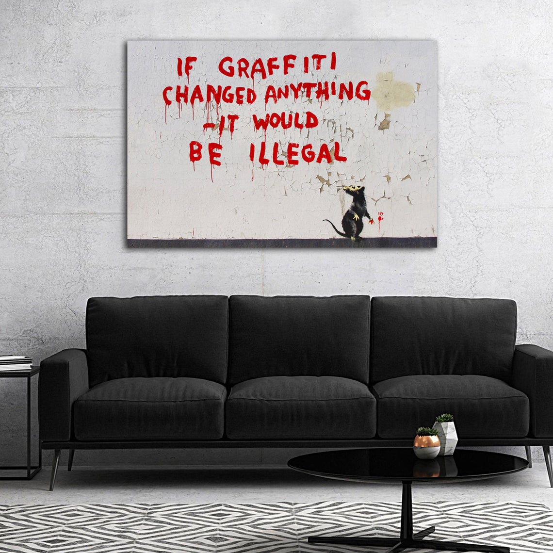 Banksy "If Graffiti Changed anything it would be Illegal" 36x24 Ready to hang Canvas Graffiti wall - Image 2