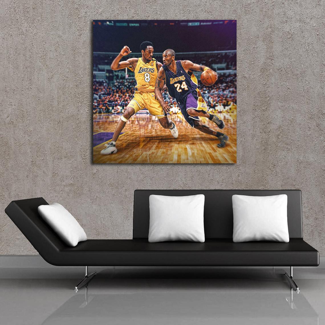 Kobe Bryant #8 vs Kobe #24 Lakers 30x30 Canvas Print Ready to Hang - Image 2