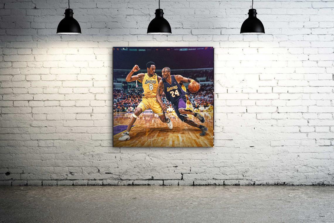 Kobe Bryant #8 vs Kobe #24 Lakers 30x30 Canvas Print Ready to Hang - Image 3