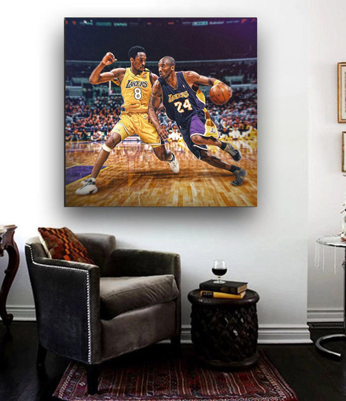 Kobe Bryant #8 vs Kobe #24 Lakers 30x30 Canvas Print Ready to Hang - Image 4