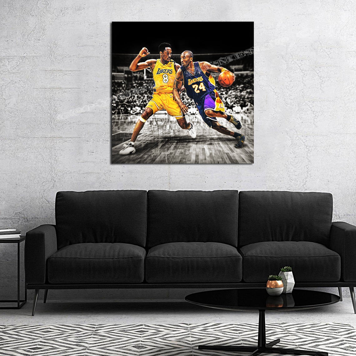 NEW Kobe Bryant Lakers COLORED #8 vs Kobe #24 40x40 Ready to Hang Canvas 1 0f a Kind - Image 3