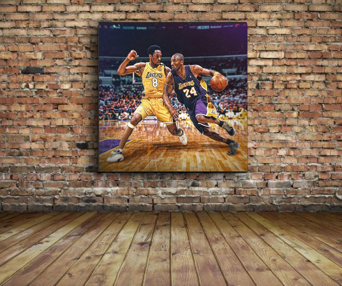 Kobe Bryant #8 vs Kobe #24 Lakers 30x30 Canvas Print Ready to Hang