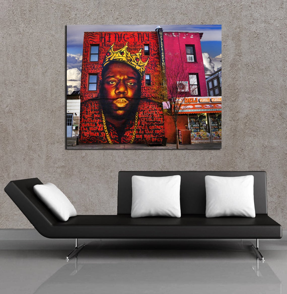 Notorious B.I.G. Graffiti Wall Brooklyn 20x30 Biggie Ready to Hang Canvas