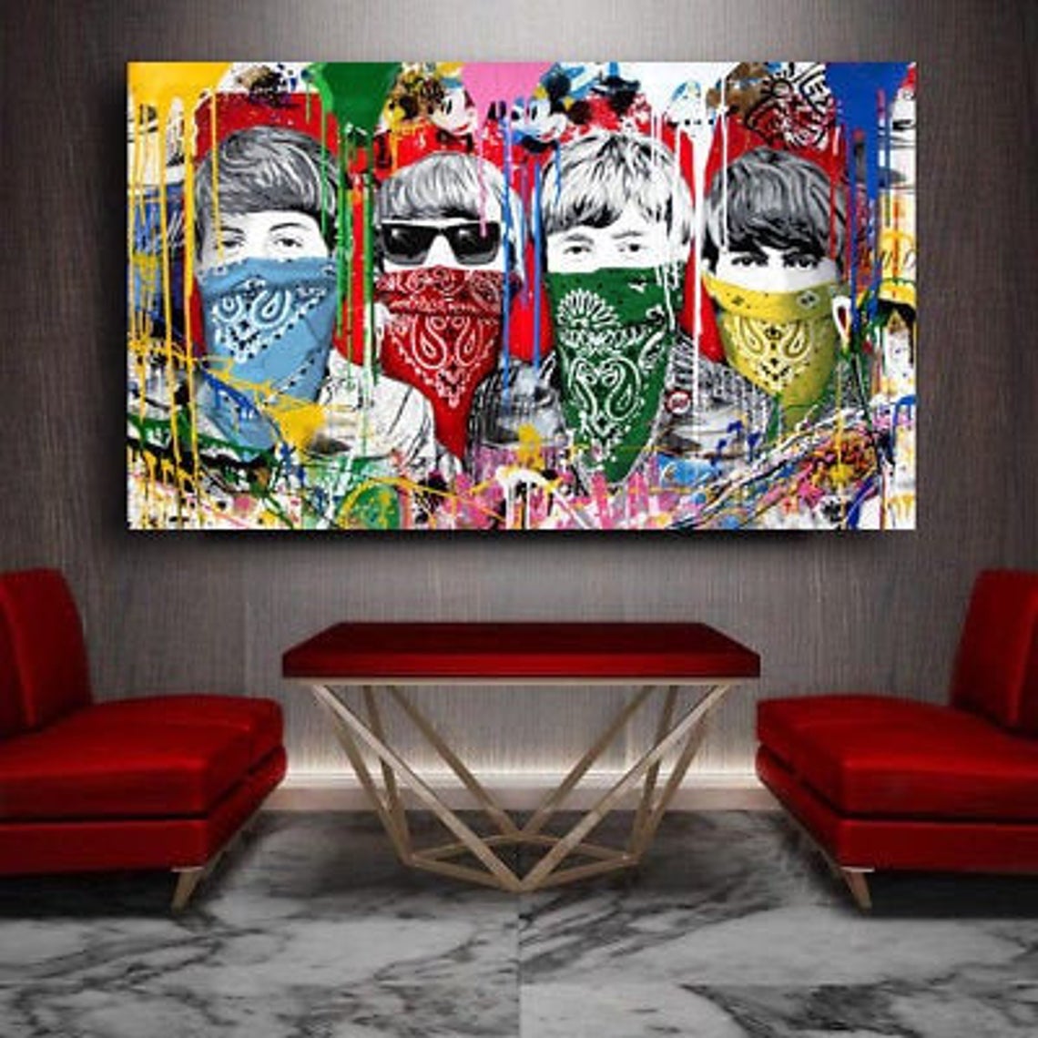 Beatles Banks Street aRT 36 x 20 Ready to Hang Canvas Print Street art