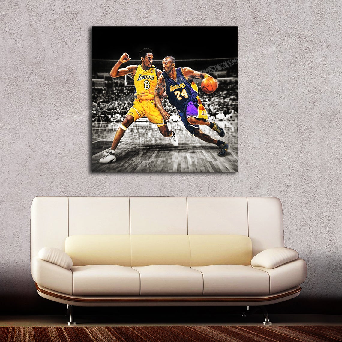 NEW Kobe Bryant Lakers COLORED #8 vs Kobe #24 40x40 Ready to Hang Canvas 1 0f a Kind - Image 2