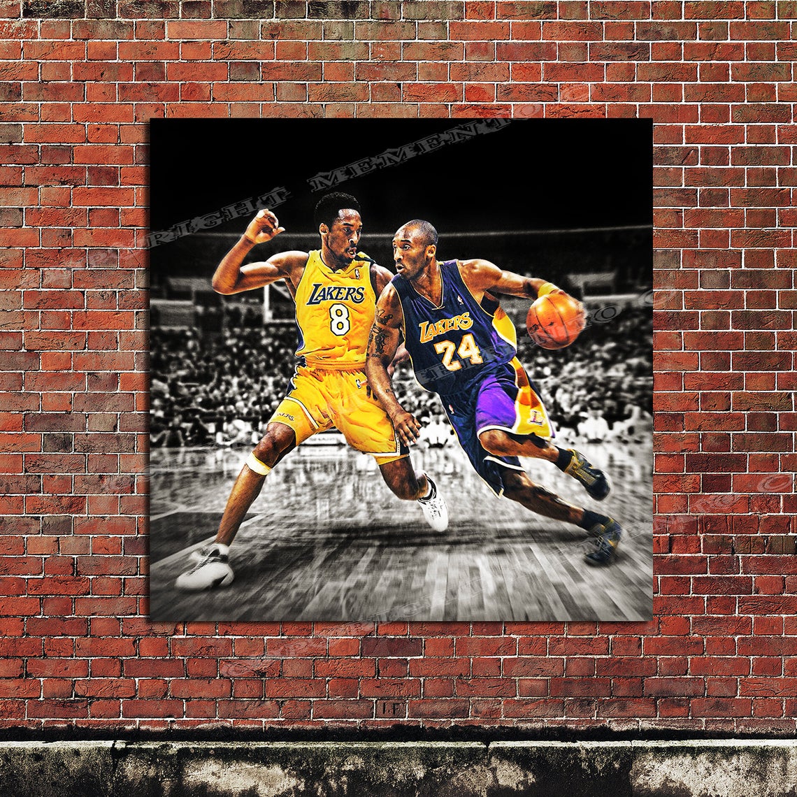 NEW Kobe Bryant Lakers COLORED #8 vs Kobe #24 40x40 Ready to Hang Canvas 1 0f a Kind