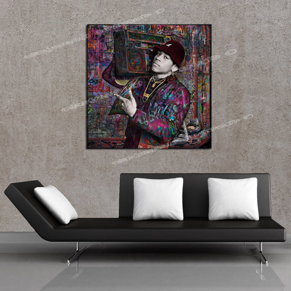 New LL cool J " I Can't Live without my Radio" Original art by Memento 30x30 Ready to Hang Canvas Print-Graffiti -Boombox-Hip Hop Legend - Image 3