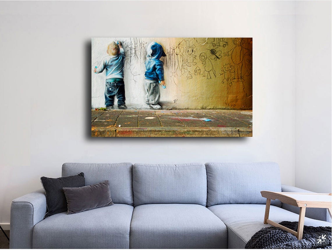 Banksy Street Kids Graffiti NEW 40x26 -Ready to hang Canvas Art Urban Street Art Canvas - Ghetto Boys