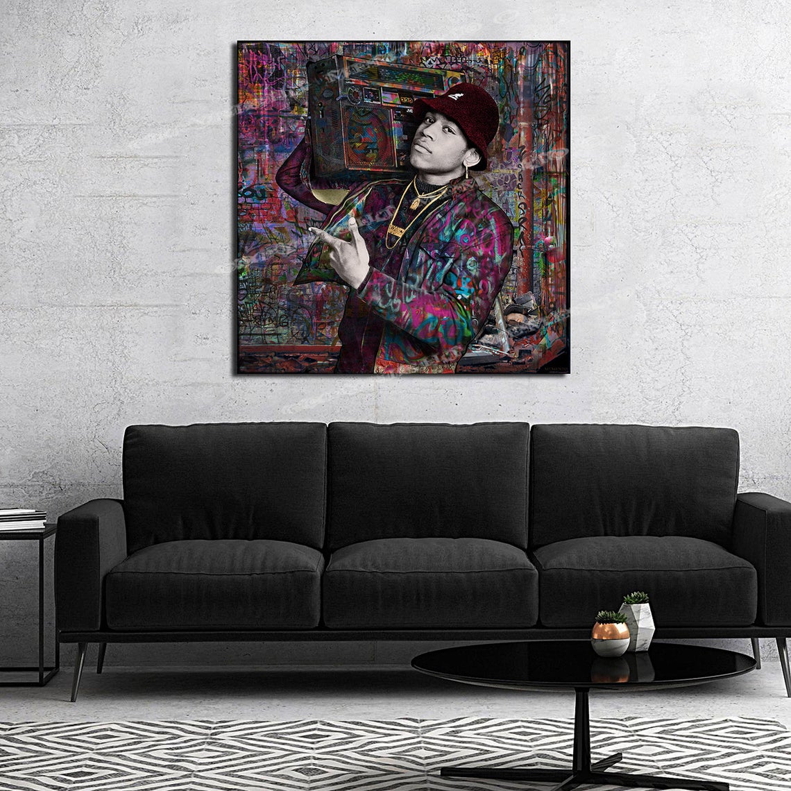 New LL cool J " I Can't Live without my Radio" Original art by Memento 30x30 Ready to Hang Canvas Print-Graffiti -Boombox-Hip Hop Legend - Image 2