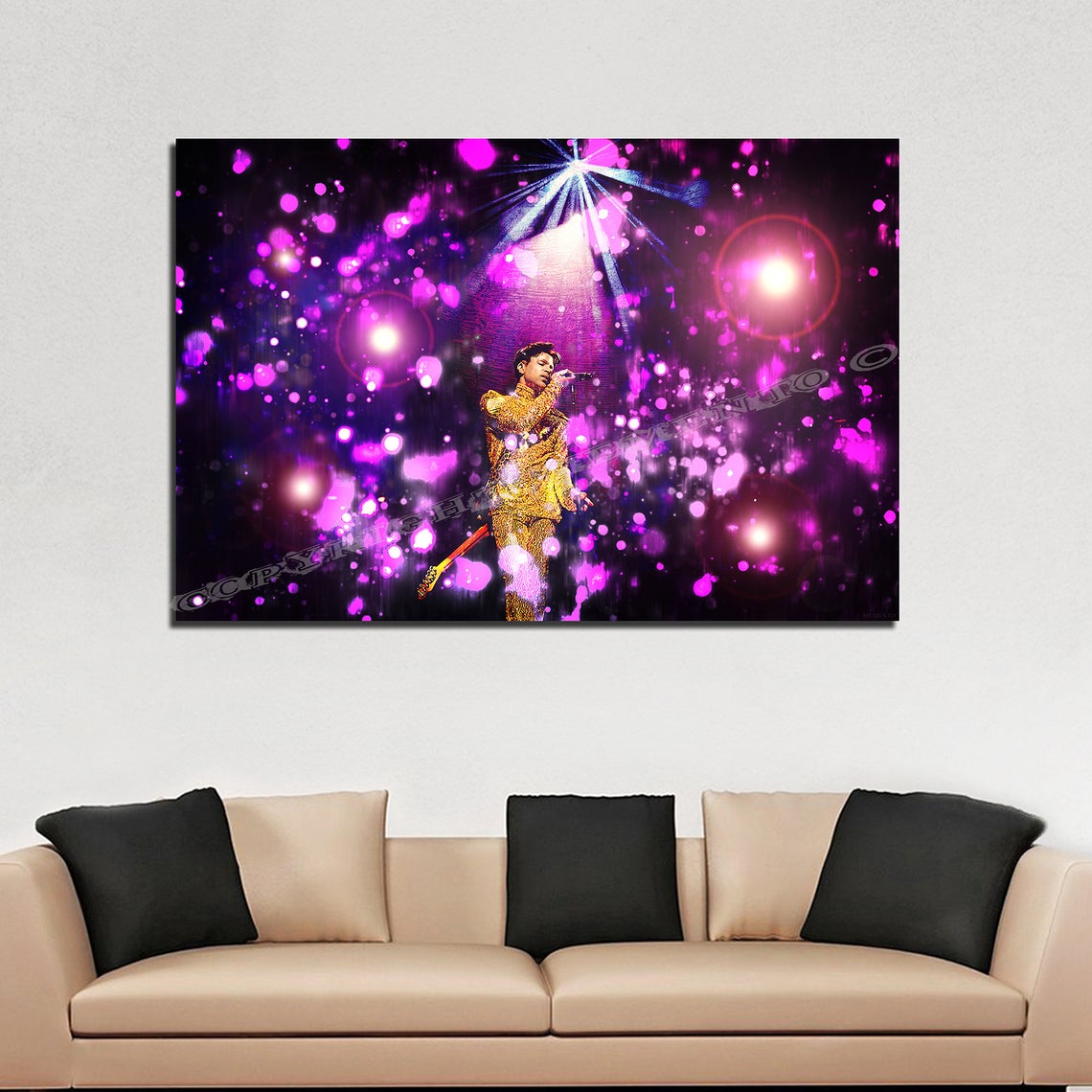 Prince - The artist Original Painting by Memento Huge 40x26 w/ 1.5 inch frame upgrade -Ready to Hang HD Canvas Original artwork by Memento - Image 3
